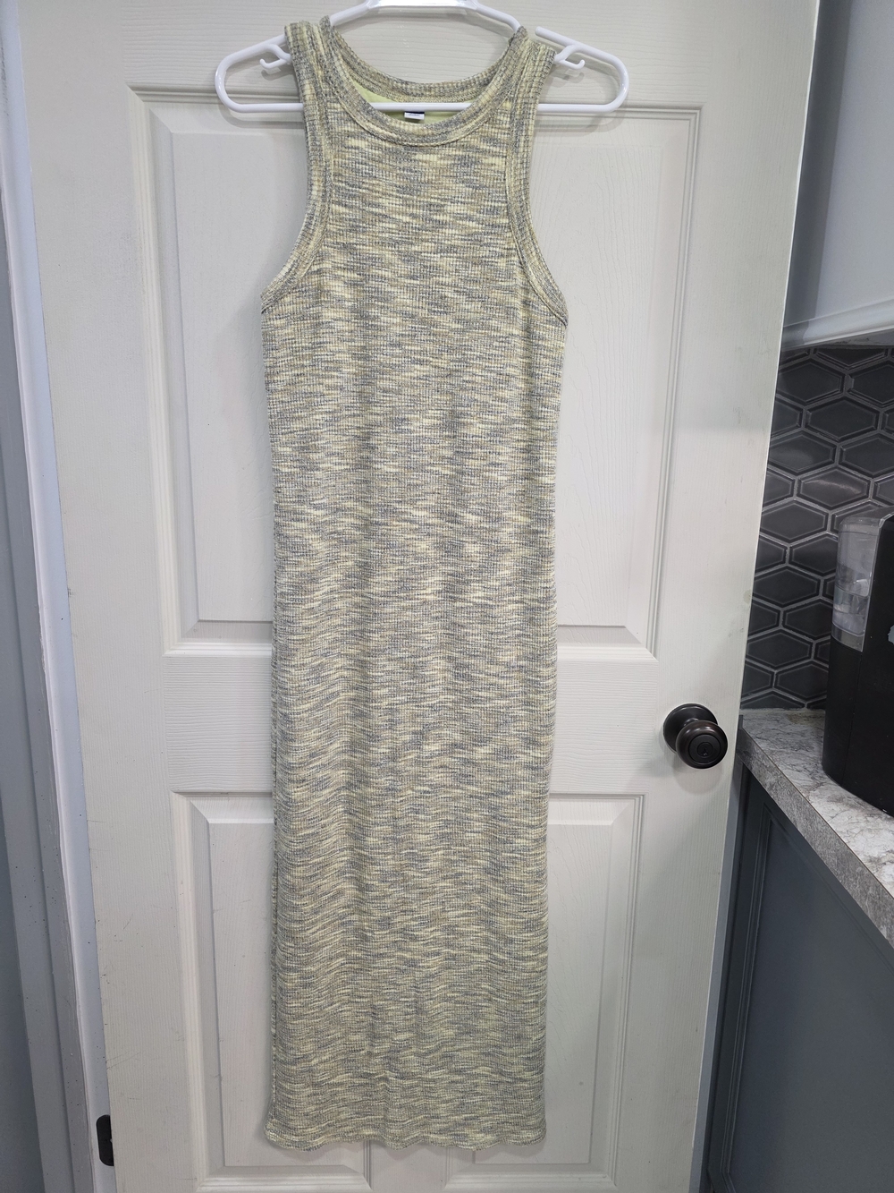 Old Navy Heathered Yellow Ribbed Maxi Tank Dress